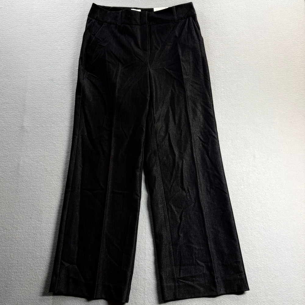 Nicole Miller New York Pants Women 10 Black Mid-Rise Wide Leg 33x30